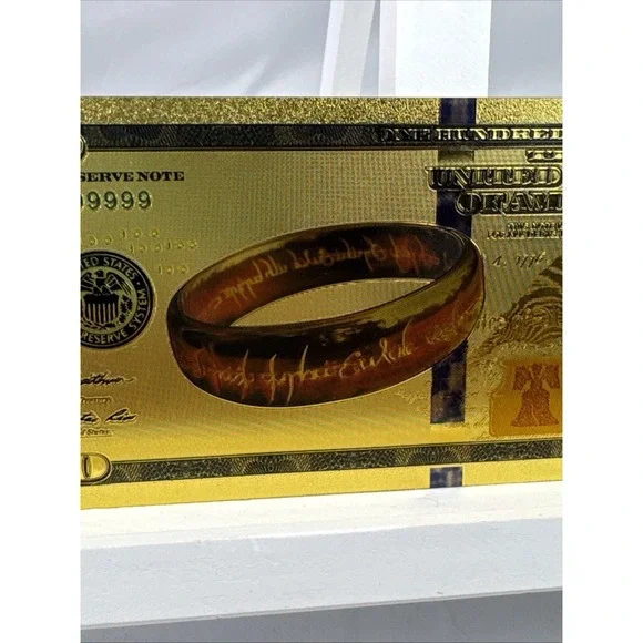 14 PCS Gold Foil $100 Lord of the Rings Collectible Dollar Bill Banknote Set COA